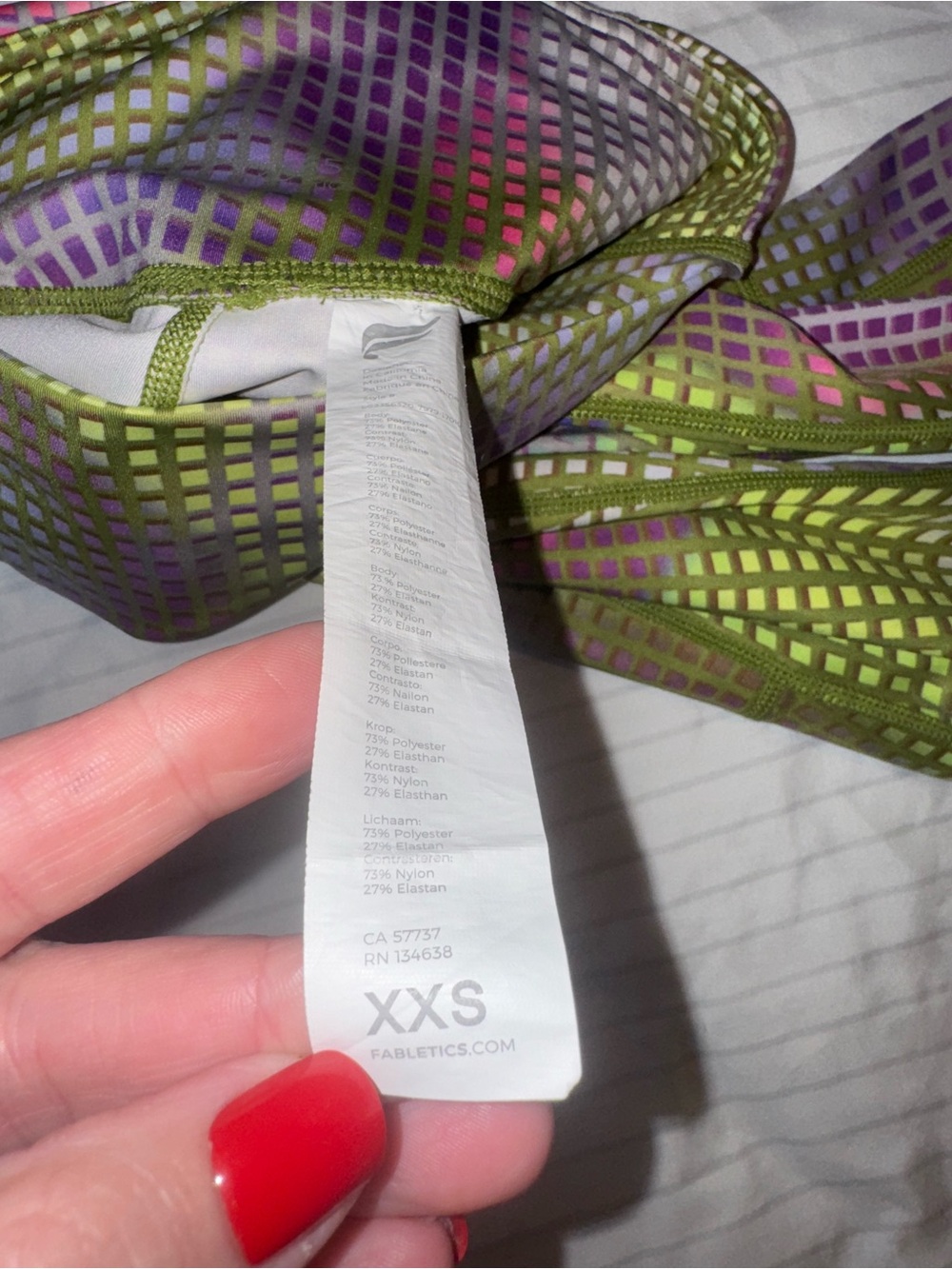 Fabletics Lime Green and Purple Printed High-Waist Leggings - Picture 3 of 4